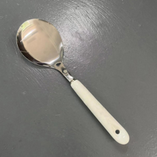 奶油風不銹鋼陶瓷手柄廚具套組, 亮銀純白色飯勺