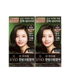 려 우아채 한방크림염색 염모제 6종, 3N 흑갈색, 2개