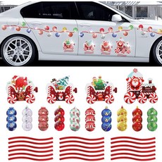 62피스 크리스마스 자동차 냉장고 장식 크루즈 도어 볼 재미있는 산타 트레인 반사 자석 홈 스쿨 장식용, Christmas Ball