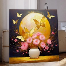 풍수 화월 달항아리 꽃그림 대형액자 복들어오는 캔버스액자 시리즈 11종 12-22, 18.골드나비향연