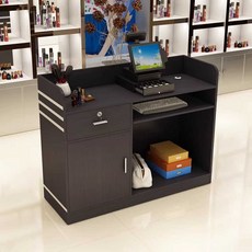 미용실 계산대 카운터 매장 인포 인포메이션 자형 식당, 100x42x92cm, 블랙 브라운 블랙 월넛