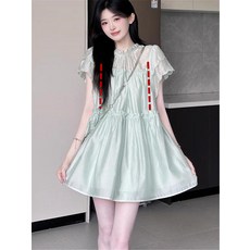 수유복 상큼 반바지 세트 여름 패션 감령 소매 레이스 셔츠 수유 투피스