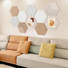 육각형 코르크 보드 핀 폴리에스터 섬유 방음 펠트 게시판 벽 장식 12인치 기도/비전, 기본, 본품 1세트