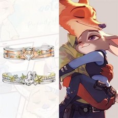 주토피아2 닉 주디 커플링 캐릭터 귀여운 반지 고백 선물, 닉 반지