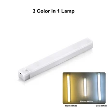 USB 타입 C 충전식 모션 센서 LED 바 라이트 주방 침실 옷장 복도용 휴대용 유도 야간 조명, 1개, 02 3 color in 1 lamp