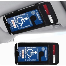 자동차 바이저용 우야오 핸디캡 플래카드 홀더 오토 선 장애인 주차 허가 표지판 보호기 펜 홀더가 있는 클립 메모 용지 카드 슬롯 탄성 스트랩