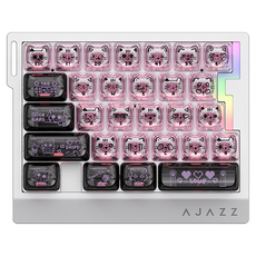 에이재즈 AK029 RGB 29키 유선 기계식 한손 키보드, 블랙 + 핑크, 야옹야옹축, 제조사축