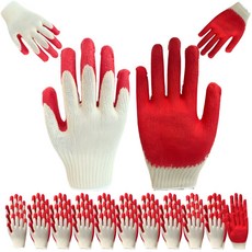 포유나라 반코팅 목장갑 100개 레드 면장갑 고급 코팅장갑 작업용 장갑