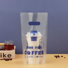 透明加厚咖啡外賣單雙杯袋 奶茶店打包袋, 1個, 10.5口徑以內700毫升單杯袋,100只