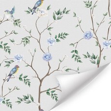 HLNIUC 핑크 퍼플 튤립 벽지 43.2 x 294.9cm(17 x 118인치) 수채화 꽃 콘택트 페이퍼 보헤미안 튤립 꽃 잎 아트지 베이지 보태니컬 플로럴 월페이퍼 아, 플로럴 버드