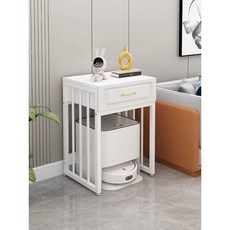 withU 로봇청소기협탁 로봇청소기수납장 로보락수납장, 블랙 프레임 + 블랙 스톤 50cm