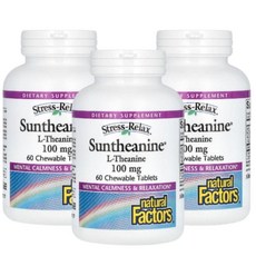 내츄럴팩터 엘 테아닌 썬테아닌 씹어먹는 100mg 60츄어블 3개 Suntheanine