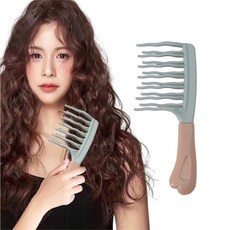 挑染漸變捲髮送整理套組 抓夾式綁帶式假髮馬尾髮片 KM22，多種固定方式，打造自然蓬鬆捲髮造型, 升級波浪曲齒梳(防梳直), 1個