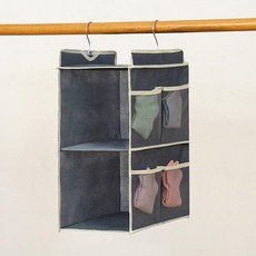 收納掛袋 懸掛式衣櫃收納袋 衣櫥 宿舍 寢室 襪子儲物袋, 素雅灰,窄版兩層, 素雅灰