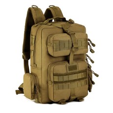 전술 배낭 남자 다기능 등산 대형 백팩, 브라운+물병 파우치, 1L