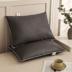SOHEIM 飯店專用滾邊水洗枕頭套 2入, 炭灰色, 2個