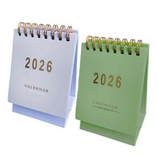 깔끔더하기 2026년 달력 미니 탁상 캘린더, 2개, 라이트퍼플-그린 2개, 라이트퍼플-그린