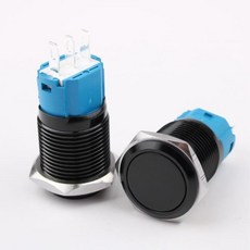 16mm 금속 버튼 스위치 산화 블랙 플랫/하이 헤드 자동 셀프 리셋 방수 소형 컴퓨터 DIY, 02 Self reset, 01 High head