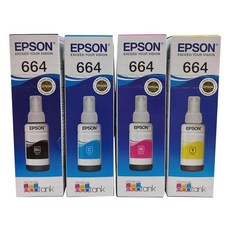 엡손 정품잉크 T664 T774 L310 L565 L1300 L361 L385, 검정, 청록, 노랑, 진홍, 1개
