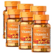 퓨리탄스프라이드 비타민K 100mcg Puritans Pride Vitamin K, 6개, 100정