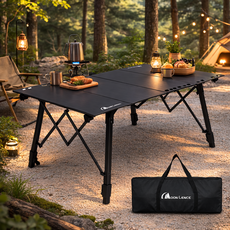 MOON LENCE IGT 4인용 테이블 캠핑 시스템 무단조절 캠핑 테이블 다용도 IGT 세트 두랄루민 가정용 야외 주방 자체 조립 고강도성능 캠핑 전술 테이블, 블랙