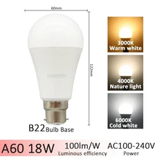 1-20pcs E27 B22 기본 LED 3 색상 조정 전구 AC110V 220V 3CCT(3000K 4000K 6000K) 메모리 기능 색온도 재, 11 18W B22, 02 1pcs, 01 AC100-240V