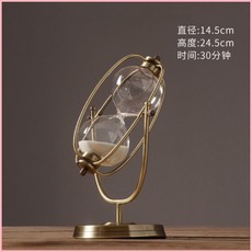 北歐創意金屬沙漏輕奢擺件 辦公室書架書房電視櫃酒櫃軟裝飾品, 旋轉古銅小號約30分鐘
