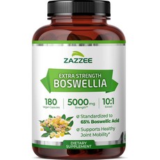Zazzee 재지 엑스트라 스트렝스 보스웰리아 추출물 5000mg 베지캡슐, 기본, 2개, 180정
