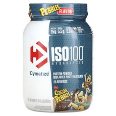 Dymatize 가수 ISO100 100% 분리유청단백질 코코아 페블 640g, 1개, 648g
