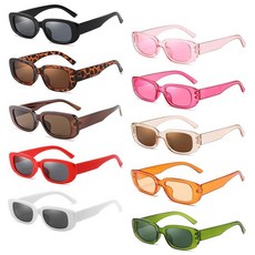 YUEYUEBDS 여성용 벌크 직사각형 선글라스 레트로 스몰 90년대 트렌디한 Y2K 선글라스 독신용 10핑크/10핫핑크