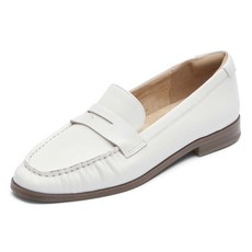 Rockport 여성용 Susana Penny 로퍼 플랫 화이트 가죽 9.5 와이드