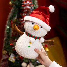 크리스마스 인형 쿠션 산타클로스 눈사람 루돌프 진저브레드맨 장식 소품, 소형 크리스마스 스카프 눈사람 15cm 40g