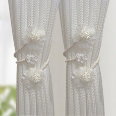 新款樹枝花窗簾綁帶創意紗簾釦環輕奢高檔裝飾綁繩綁收納夾窗簾裝飾配件, 純白色/1對裝, 1個