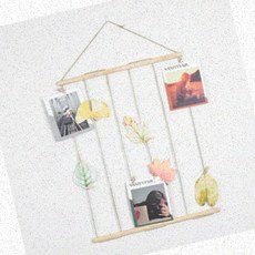 포토행거 행거 벽장식 사진걸이 우드프레임 노끈마감 인테리어 부착식, 우드포토행거