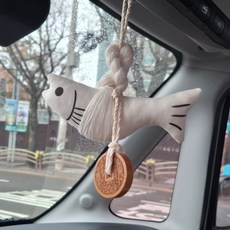복담소 차량용 패브릭 엽전 액막이 명태, 1개, 화이트엽전