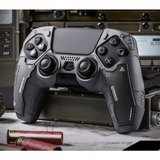 PS5 手把保護套 極想 戰術先遣隊 矽膠 防汗止滑 觸控貼, 1個, 戰術手把套-黑 (附觸控貼紙+搖桿帽)