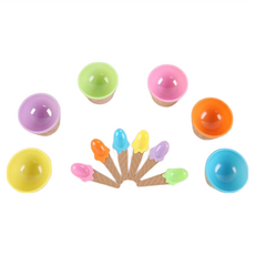 甜點教具 冰淇淋碗（六色ㄧ組）甜點碗 顏色配對 甜點配件, 多色, 1套