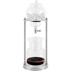 SOYON 콜드브루 커피 타워 600ml 아이스 커피 드리퍼 휴대용 콜드브루 드리퍼 타워 커피 메이커 홈 오피스용 고급 유리 슬로우 스무스 드립 커피 머신(실버), 은, 실버