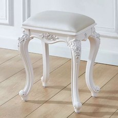 유럽풍의자 엔틱의자 스툴 의자 화장대 스툴 피아노 르네상스 무채색사각스툴43cm, B. 은색으로 칠해진 넉넉한 진주빛 흰색 가죽