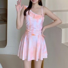 藍系泳衣女連體平角保守溫泉泳裝, XL-2適合110-120斤