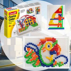 스퀘어블럭 장난감 300pcs 구멍끼우기 칼라단추블럭 창의력장난감 그람퍼즐판 단추블럭퍼즐 컬러단추끼우기