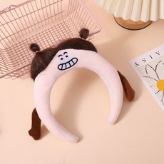 하루템 어글리 못난이 머리띠 머리카락 인스타 소품 파티 놀이동산 운동회 생일용, 1개, 아이보리