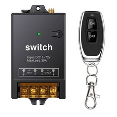 台灣出貨 新款12V24V36V48V60V72V通用遙控開關直流單路水泵電瓶燈具電器, 控制器+1個遙控器100米, 1個