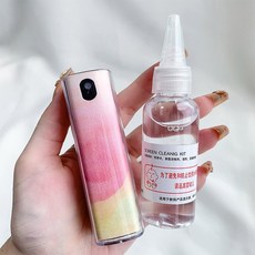 휴대용 스프레이 먼저제거 am액정 지문방지, [핑크컬러]+50ml 클렌징액, 1, 50ml