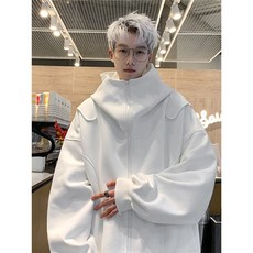 純色開衫衛衣男款 2026春秋新款 感痞帥美式休閒寬鬆連帽衫外套