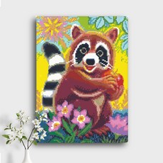 오늘의오브제 DIY 보석십자수 캔버스형 40x30cm, A3_21_행복한 너구리, 1개