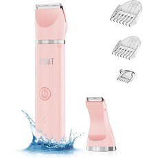 AIBRIT PRO 여성용 전기 비키니 트리머 2 in 1 레이디 퍼빅 헤어 그루머 무통 제모 면도기 바디 헤드가 있는 휴대용 IPX7 방수, Pink-2, Pink-2