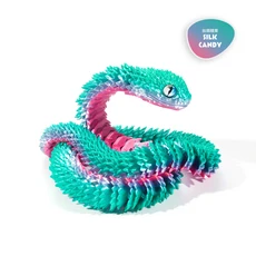 3D 무작위 색상 눈을 가진 인쇄된 뱀 움직이는 관절 시뮬레이션 발광 야간 피규어 창의적인 데스크탑 장, 03 75cm, 14 Silk Candy