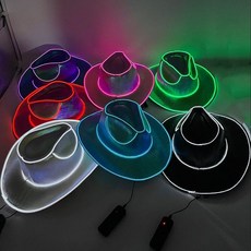 야광 중절모 LED 카우보이 모자 무대 조명, 25 블루(등)