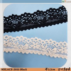 MSLACE-2055 자가드 낙하판 스판 레이스 폭 3.2cm, 5개, Black